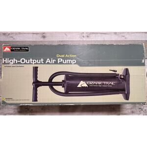 OZARK TRAIL HIGH OUTPUT MANUAL AIR PUMP DUAL ACTION WITH NEEDLE AND 3 NOZZLES